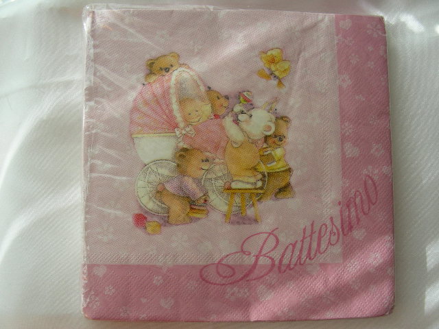 Tovaglioli Battesimo Baby Bears rosa - Palloni e palloncini