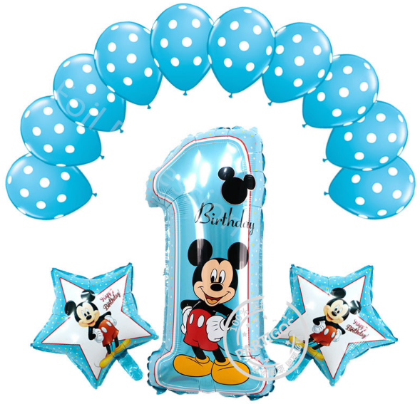 Palloncini Topolino Primo Compleanno Kit 3pz Foil Elio Disney 9607